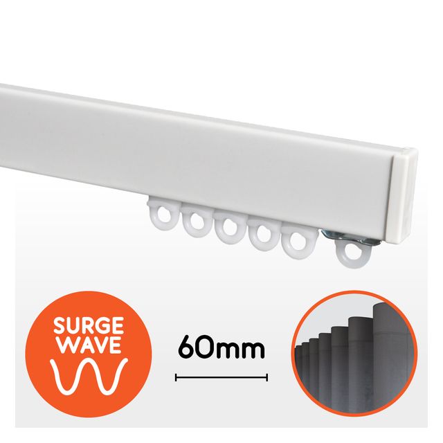 60mm Wave Curtain Track White Alluminium