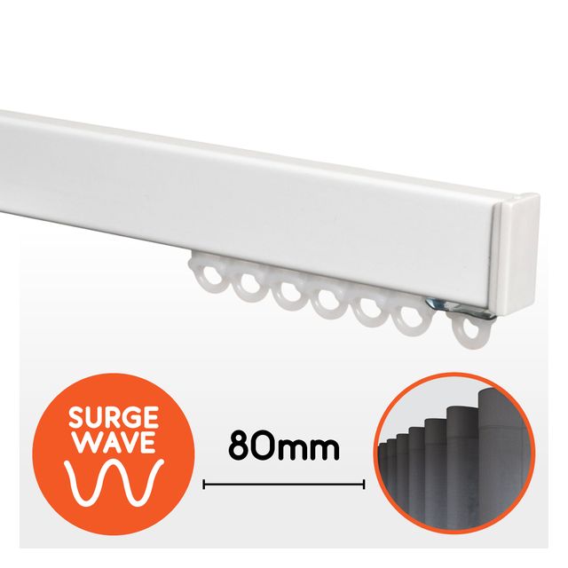 80mm Wave Curtain Track White Alluminium