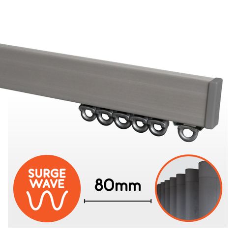80mm Wave Curtain Track Silver Alluminium