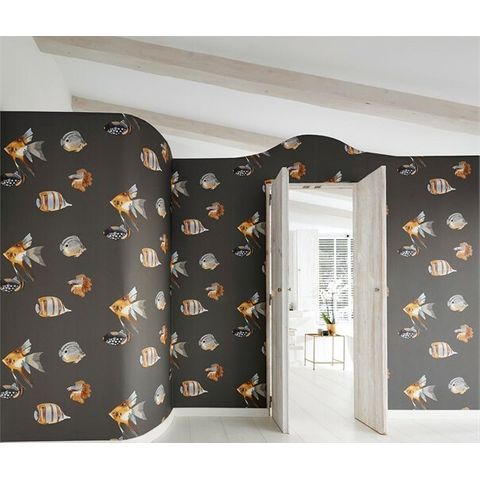 Harlequin Anthozoa Kamanu Graphite/Mustard Wallpaper