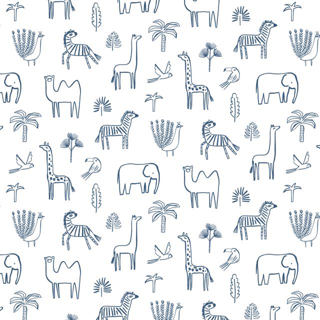 Harlequin Book of little treasures Funky Jungle Navy Wallpaper