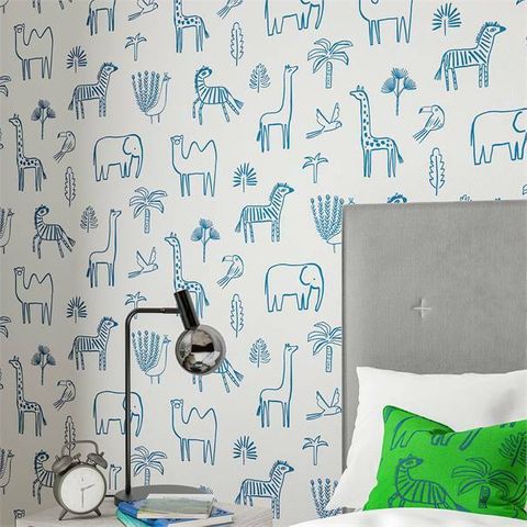 Harlequin Book of little treasures Funky Jungle Navy Wallpaper