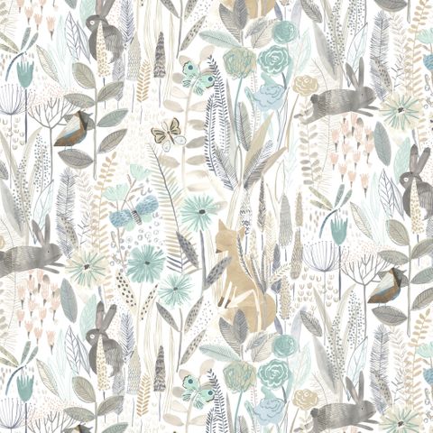 Hide And Seek Linen/Duck Egg/Stone Wallpaper