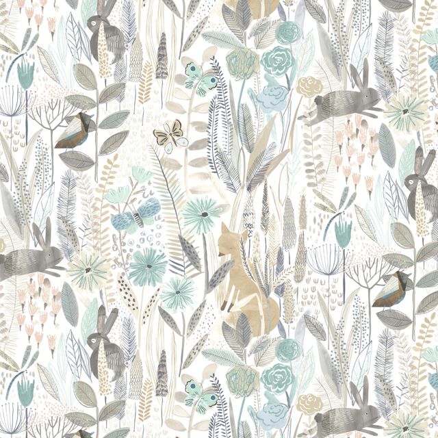 Harlequin Book of little treasures Hide And Seek Linen/Duck Egg/Stone Wallpaper