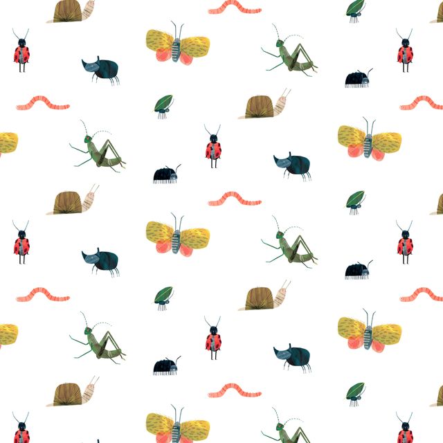 Garden Friends Poppy/Ochre/Leaf Wallpaper