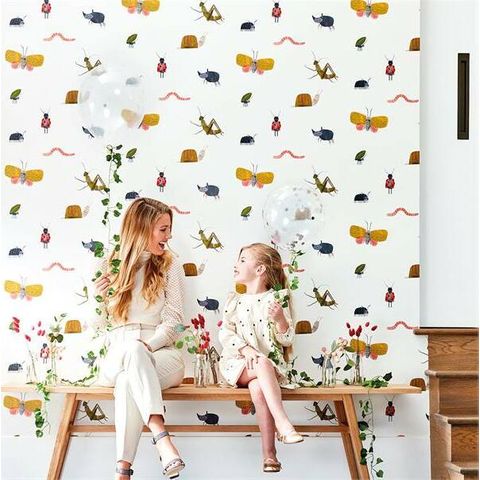 Harlequin Book of little treasures Garden Friends Poppy/Ochre/Leaf Wallpaper