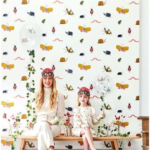 Harlequin Book of little treasures Garden Friends Poppy/Ochre/Leaf Wallpaper