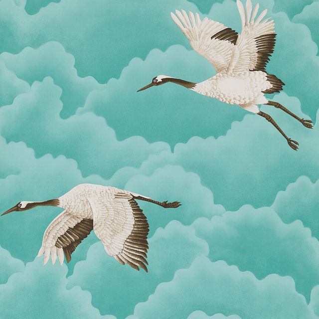 Harlequin Palmetto Cranes In Flight Marine Wallpaper