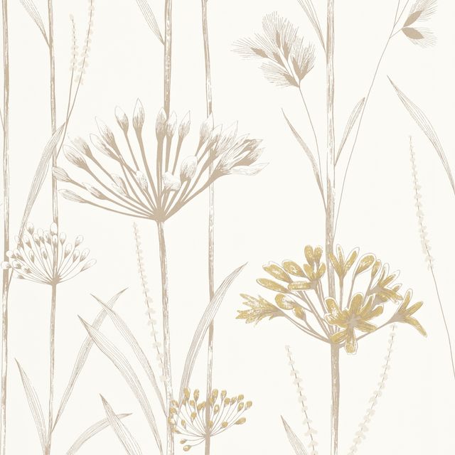 Harlequin Poetica Gardinum Ivory and Gold Wallpaper