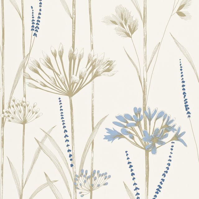 Harlequin Poetica Gardinum Chalk Wedgewood and Gold Wallpaper