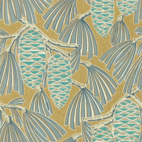 Foxley Kingfisher/Gold Wallpaper