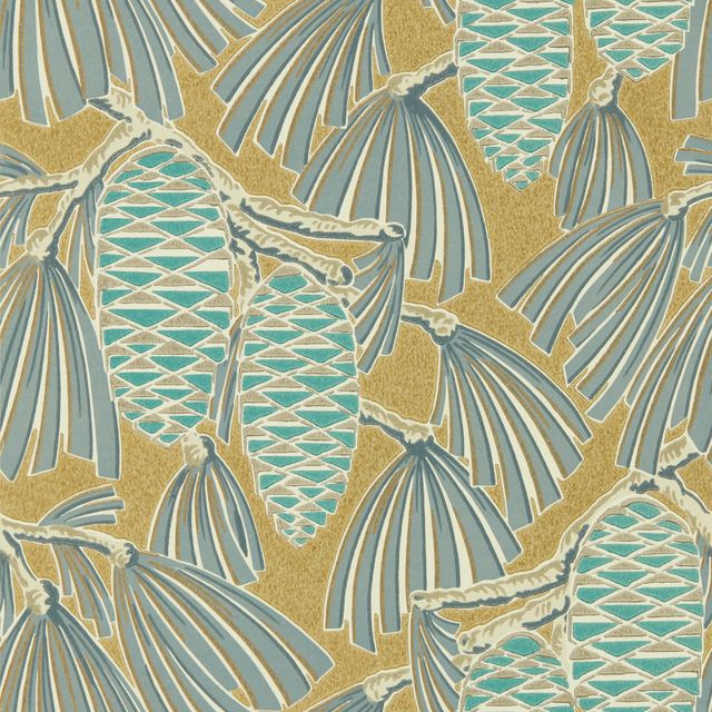 Harlequin Salinas Prints & Weaves Foxley Kingfisher/Gold Wallpaper