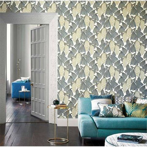 Harlequin Salinas Prints & Weaves Foxley Kingfisher/Gold Wallpaper