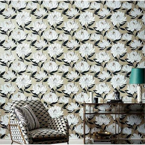 Harlequin Salinas Prints & Weaves Sebal Earth/Silver Wallpaper
