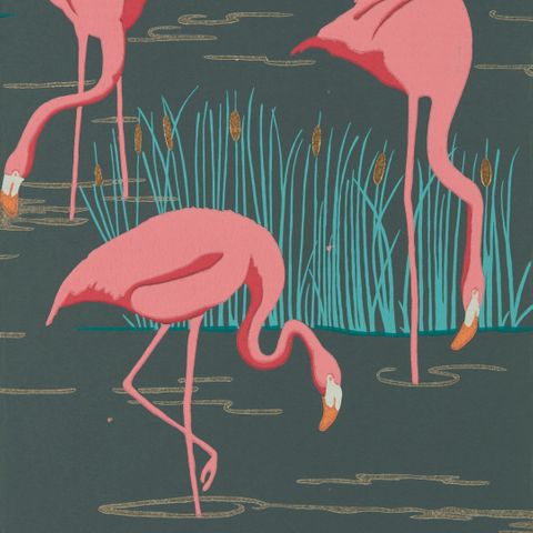 Salinas Ebony/Coral/Lagoon Wallpaper