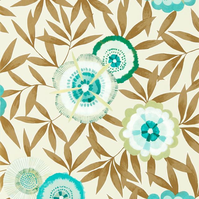 Harlequin Salinas Prints & Weaves Komovi Lagoon/Gold Wallpaper