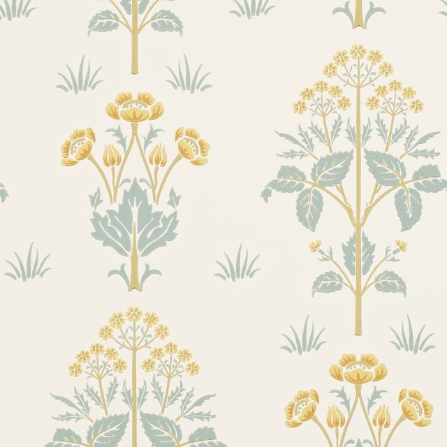 William Morris Archive Wallpapers Meadow Sweet Gold/Slate Wallpaper