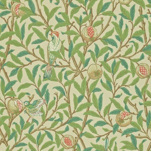 Bird & Pomegranate Bayleaf/Cream Wallpaper