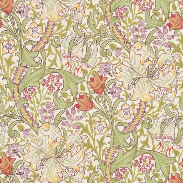 Golden Lily Olive/Russet Wallpaper