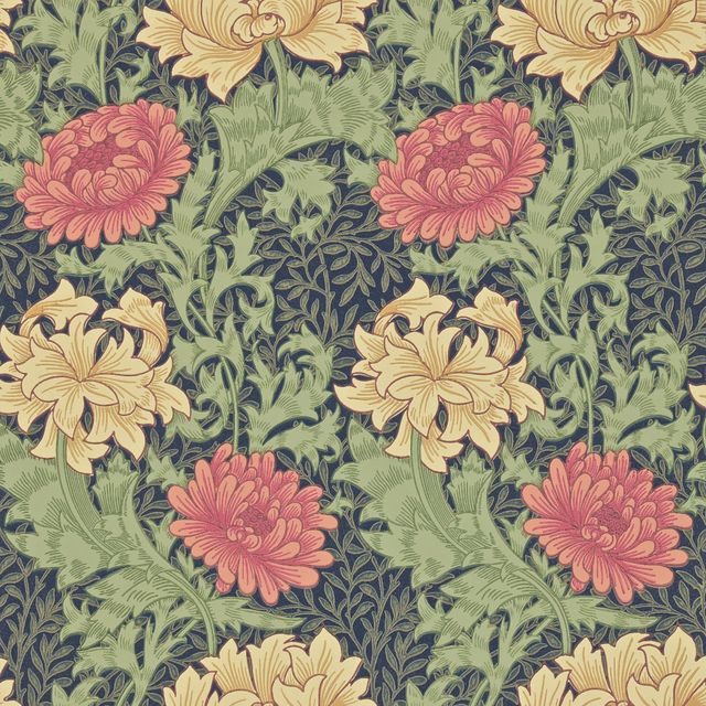 William Morris Archive II Wallpapers Chrysanthemum Indigo Wallpaper