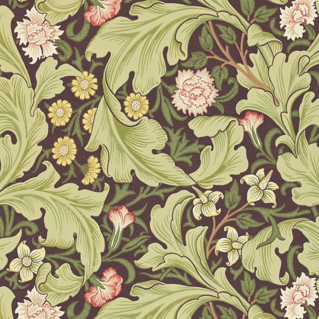 William Morris Archive II Wallpapers Leicester Chocolate/Olive Wallpaper