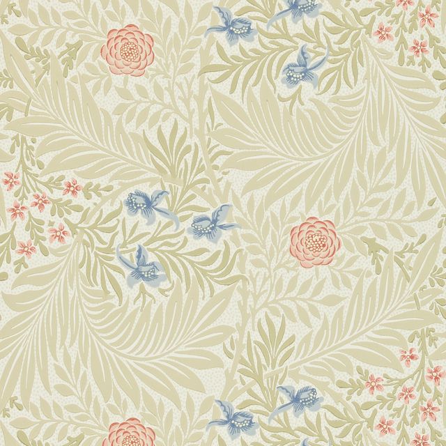 William Morris Archive II Wallpapers Larkspur Manilla/Old Rose Wallpaper