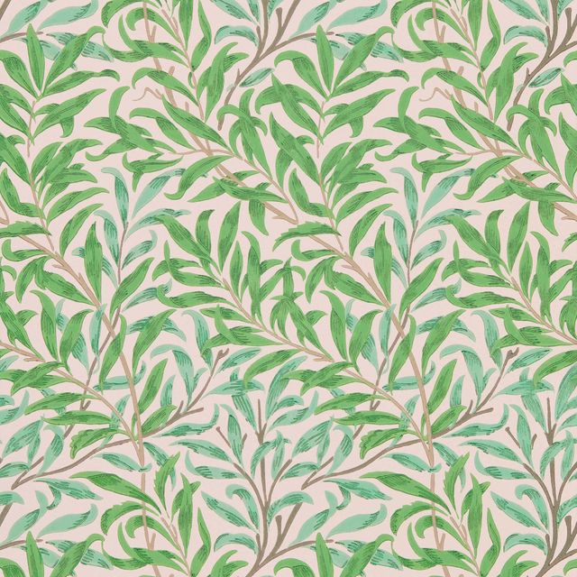 William Morris Queen Square Wallpapers Willow Bough Pink/Leaf Green Wallpaper