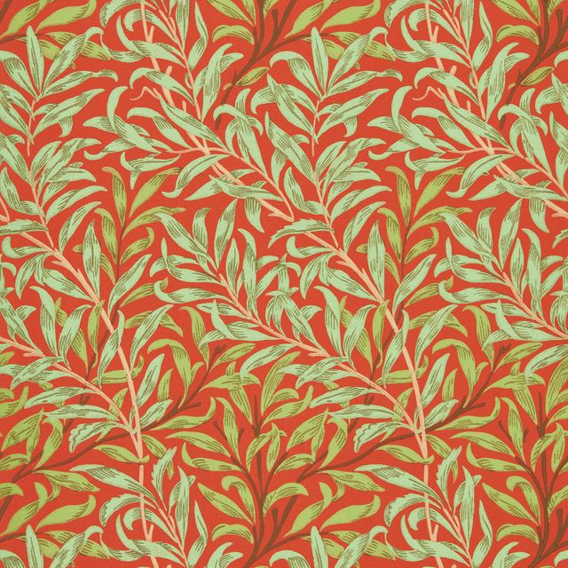 William Morris Queen Square Wallpapers Willow Bough Tomato/Olive Wallpaper