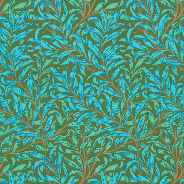 William Morris Queen Square Wallpapers Willow Bough Olive/Turquoise Wallpaper