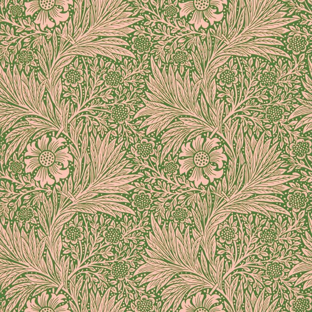 William Morris Queen Square Wallpapers Marigold Pink/Olive Wallpaper