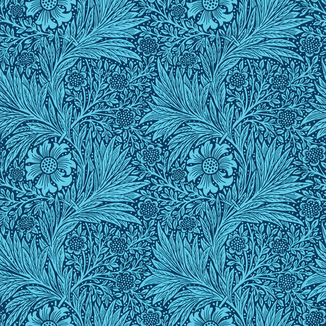 William Morris Queen Square Wallpapers Marigold Navy Wallpaper