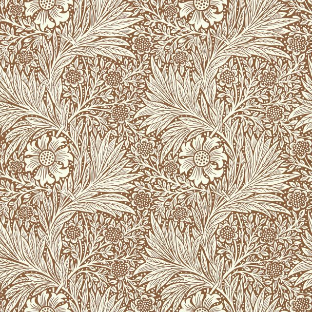 William Morris Queen Square Wallpapers Marigold Chocolate/Cream Wallpaper