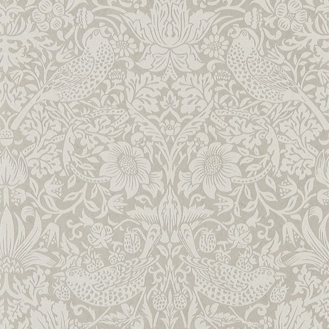 William Morris Morris Pure Wallpapers Pure Strawberry Thief Silver/Stone Wallpaper