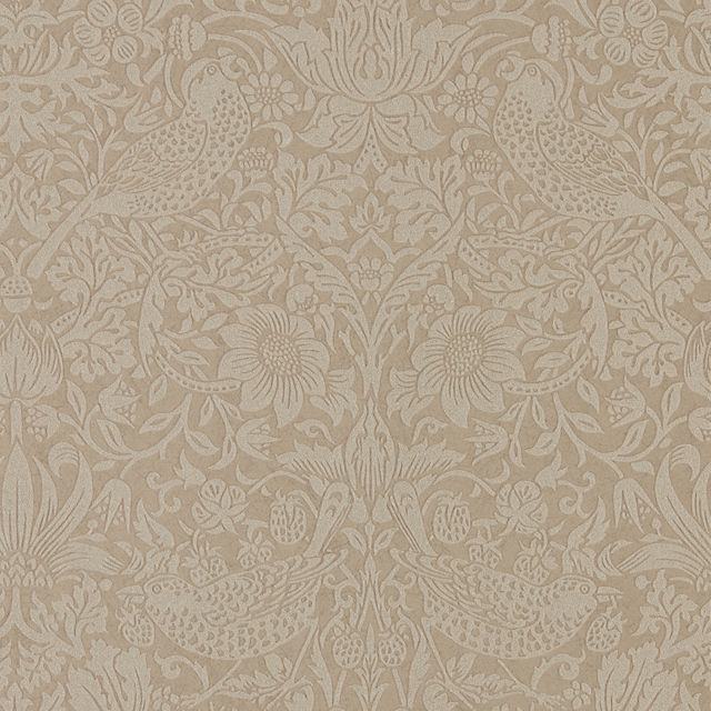 William Morris Morris Pure Wallpapers Pure Strawberry Thief Taupe/Gilver Wallpaper