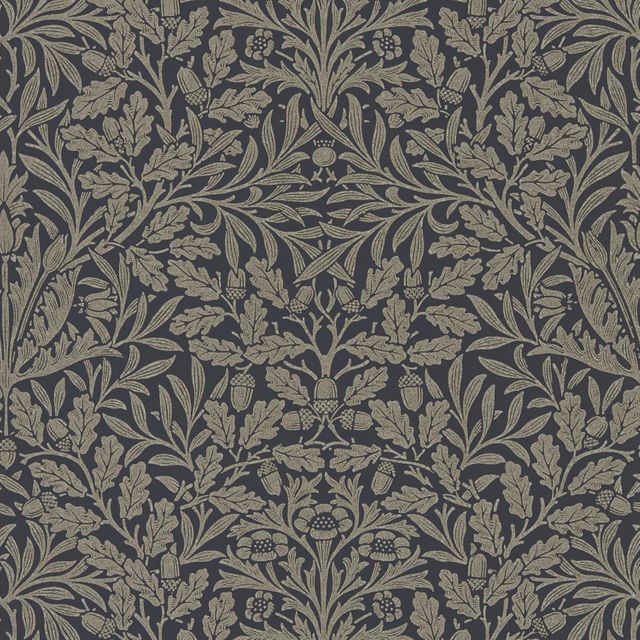 William Morris Morris Pure Wallpapers Pure Acorn Charcoal/Gilver Wallpaper