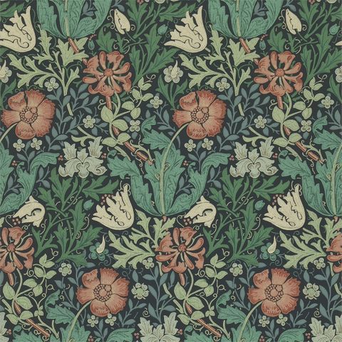 Compton Indigo/Russet Wallpaper