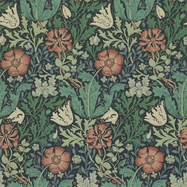 William Morris Morris Wallpapers Compendium I & II Compton Indigo/Russet Wallpaper