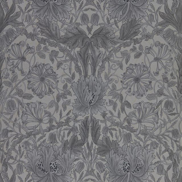 William Morris Pure Morris North Wallpapers Pure Honeysuckle & Tulip Black Ink Wallpaper