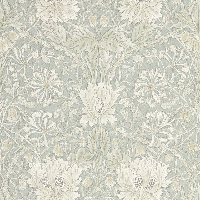 William Morris Pure Morris North Wallpapers Pure Honeysuckle & Tulip Grey Blue Wallpaper