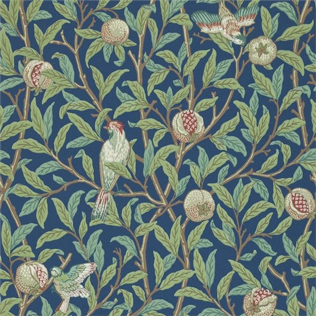 William Morris The Craftsman Wallpapers Bird & Pomegranate Blue/Sage Wallpaper