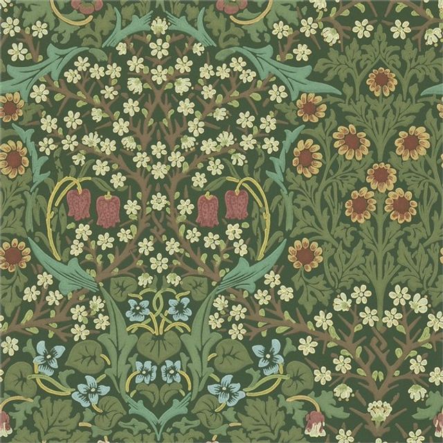 William Morris The Craftsman Wallpapers Blackthorn Green Wallpaper