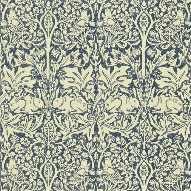 William Morris Morris Volume IV - Wallpapers Brer Rabbit Indigo/Vellum Wallpaper