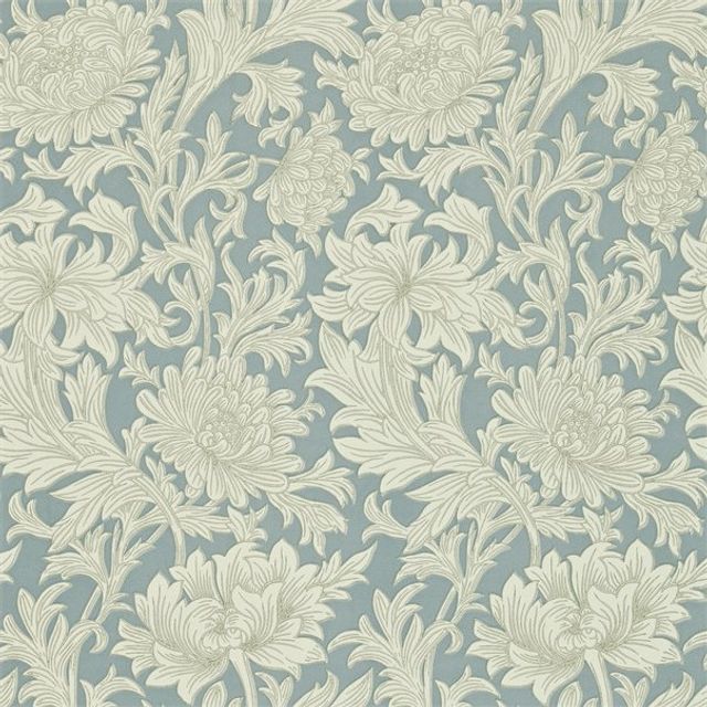 William Morris Morris Volume V - Wallpapers Chrysanthemum Toile China Blue/Cream Wallpaper