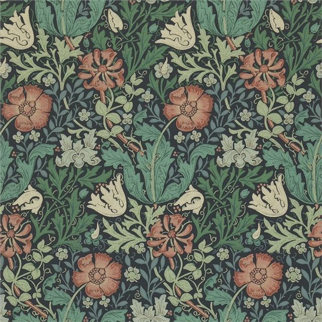 William Morris Morris Wallpapers Compendium I & II Compton Indigo/Russet Wallpaper