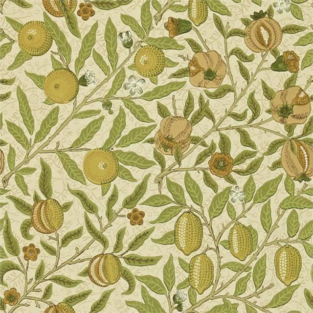 William Morris Morris Wallpapers Compendium I & II Fruit Lime Green/Tan Wallpaper