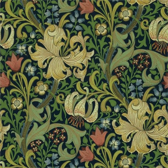 William Morris Morris Volume II - Wallpapers Golden Lily Indigo Wallpaper