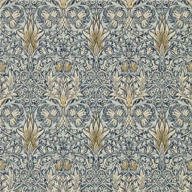 William Morris Compilation Wallpaper Snakeshead Indigo/Cumin Wallpaper