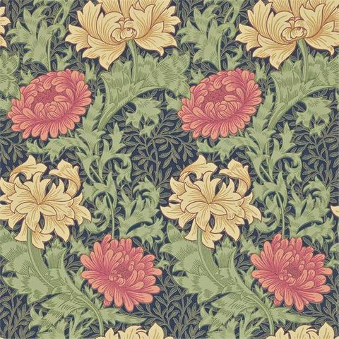 Chrysanthemum Indigo Wallpaper