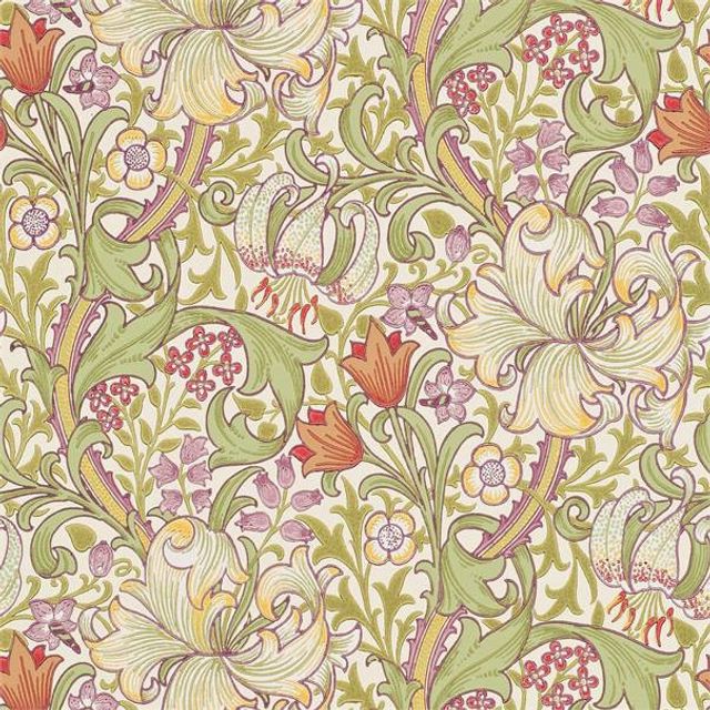 William Morris Compilation Wallpaper Golden Lily Olive/Russet Wallpaper