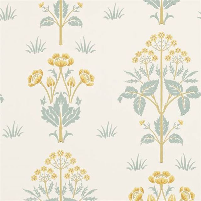 William Morris Compilation Wallpaper Meadow Sweet Gold/Slate Wallpaper